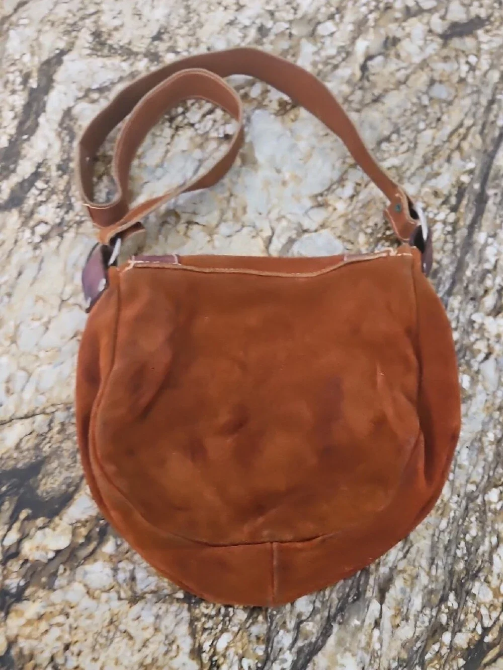 Undranded Boho Style Suede Hand Tooled Crossbody Bag Some Patina